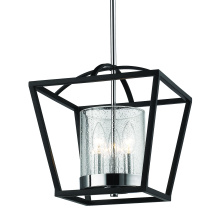 Golden 4309-M3 BLK-SD - Golden Lighting Mercer 3-light Chandelier in Matte Black and Chrome Accents